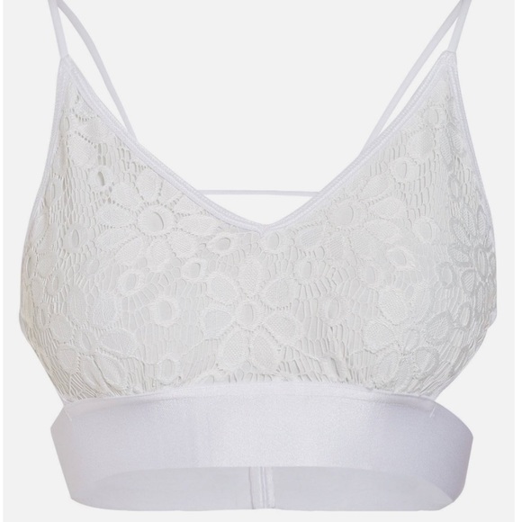 Free People Intimately Ara Textured White Lace Longline Bralette - Picture 7 of 11